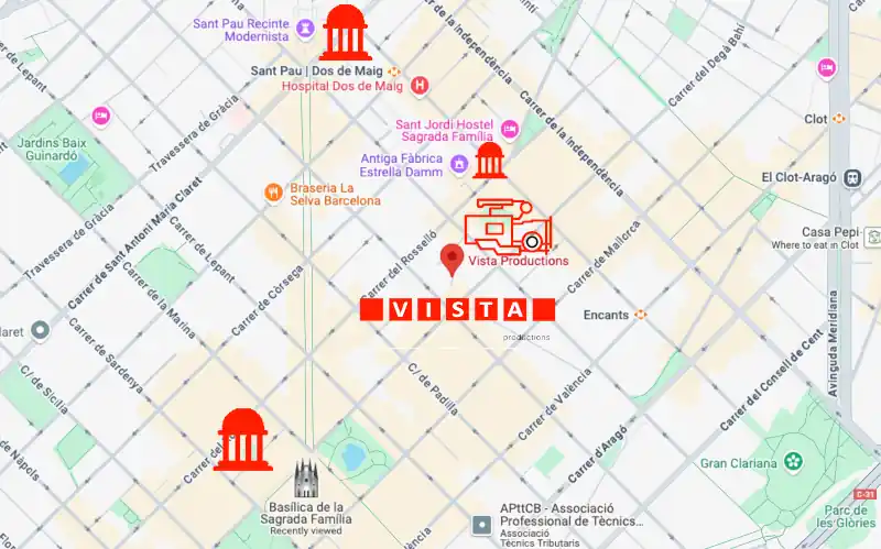 Vista Productions location map - video production services Spain